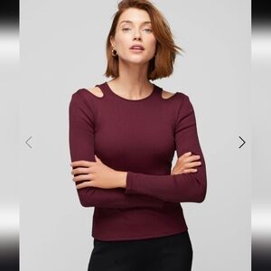 White House Black Market- FORME Long Sleeve Cutout Ribbed Top. Size S. NWT!